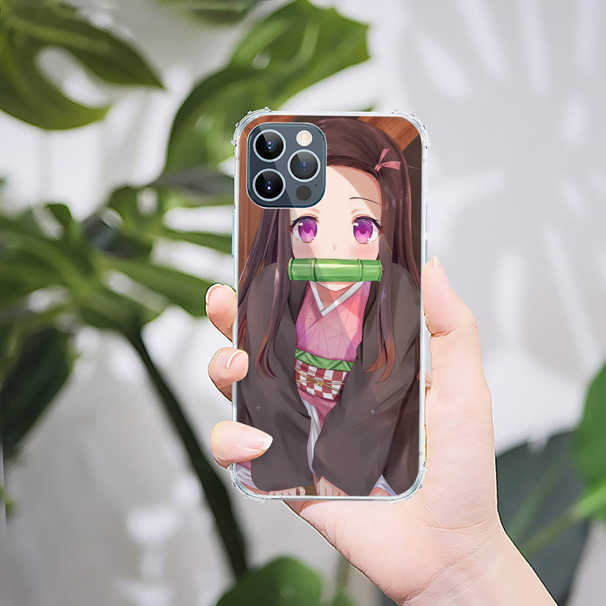 （画像用） 鬼滅の刃（きめつのやいば）竈門 禰󠄀豆子／かまど ねずこ Kamado Nezuko 【iPhone 12シリーズ対応】透明スマホケース（クリアソフトケース）